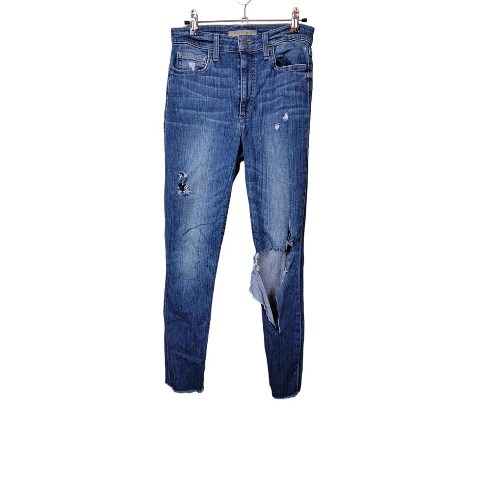 Joe's Jeans High Rise Skinny Denim Distressed Women's Jeans Size 27 Ripped Knee